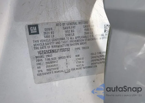 2018 GMC Canyon Sle z USA, uszkodzony, nr VIN 1GTG5CEN8J1150732